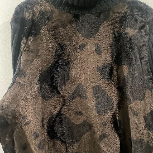 Vintage Maglificio Belvedere Wool Blend Faux Fur Turtleneck Sweater M - Picture 3 of 6